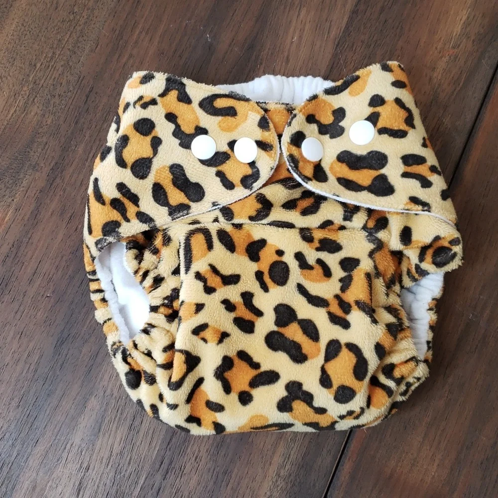 Popfish Adjustable Leopard Print Pocket Cloth Diaper Cover Insert